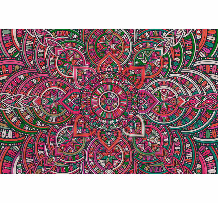 Farvestrålende boho mandala fototapet - TenStickers