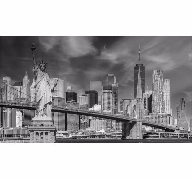 Sort og hvid New York fototapet kontor - TenStickers