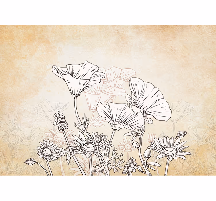 Vintage eng fototapet med valmue - TenStickers