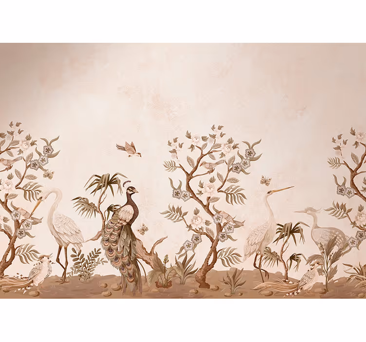 Vintage fauna beige fototapet - TenStickers