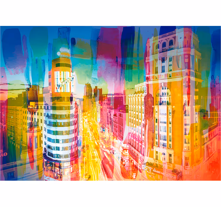 Urbant kromatisk gadebillede Madrid fototapet - TenStickers