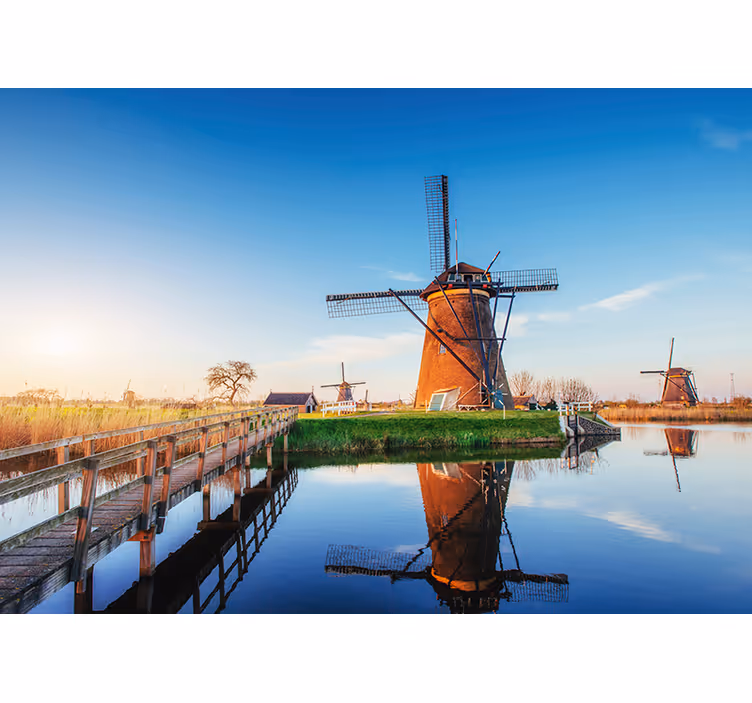 Vindmøllelandskabsscene fototapet Amsterdam - TenStickers