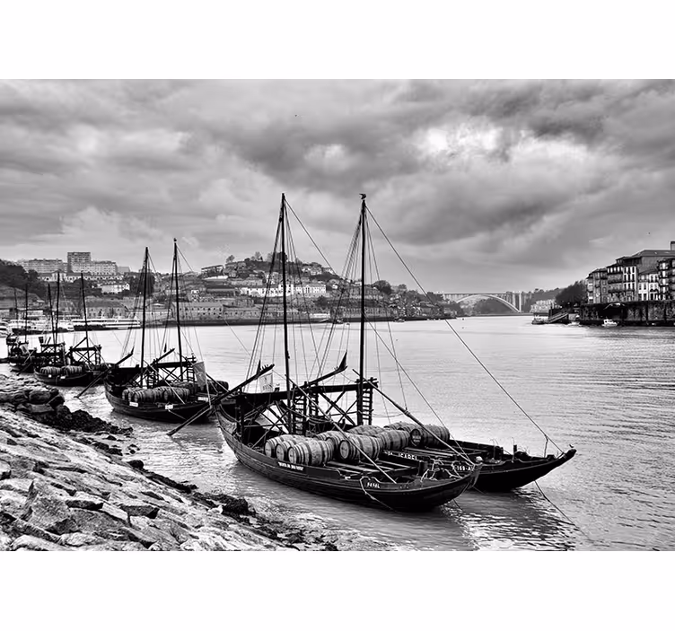 Oporto gråskalaer Rom fototapet - TenStickers