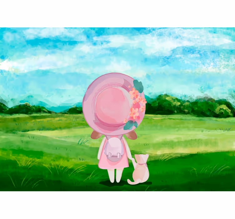 Pastoral fantasiscene fototapet til børneværelse - TenStickers