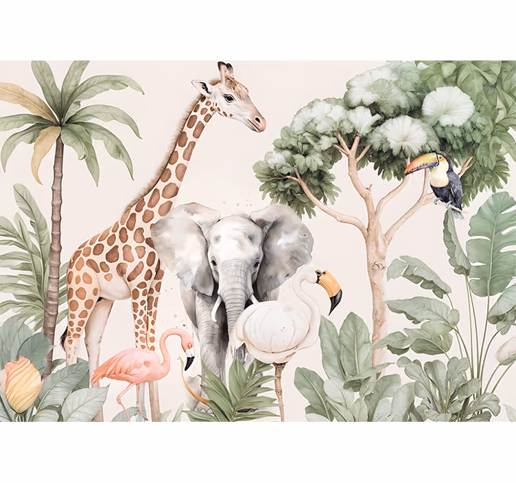 Savannelandskab fototapet elefant - TenStickers