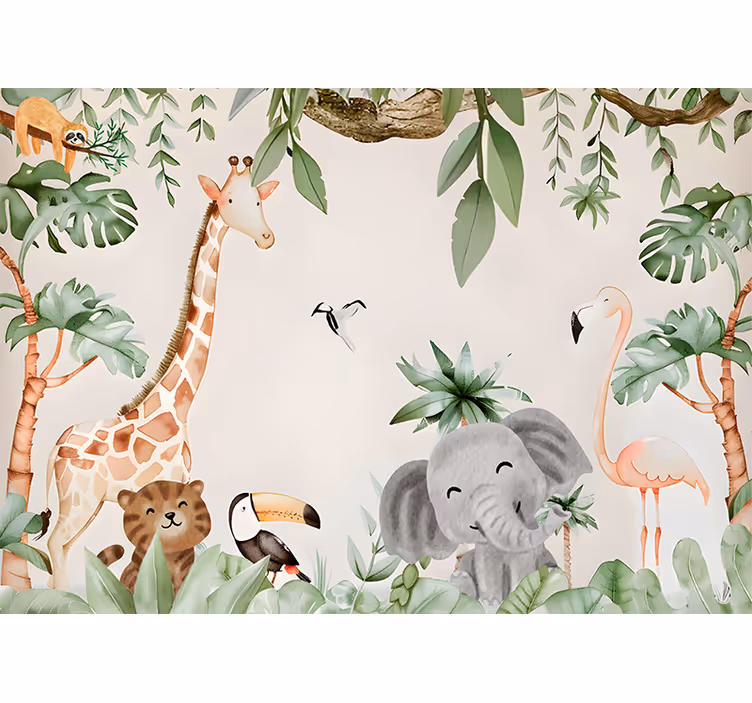 Børns savanne fototapet elefant - TenStickers