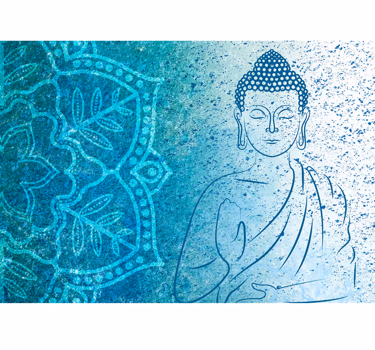 Buddha blå mandala fototapet - TenStickers