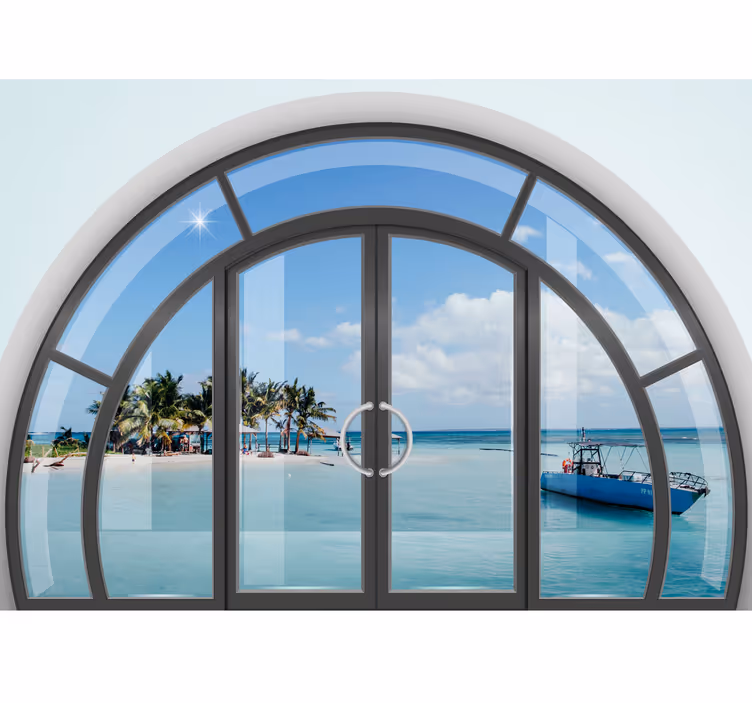 Caribiske hav landskab vindue 3d fototapet - TenStickers