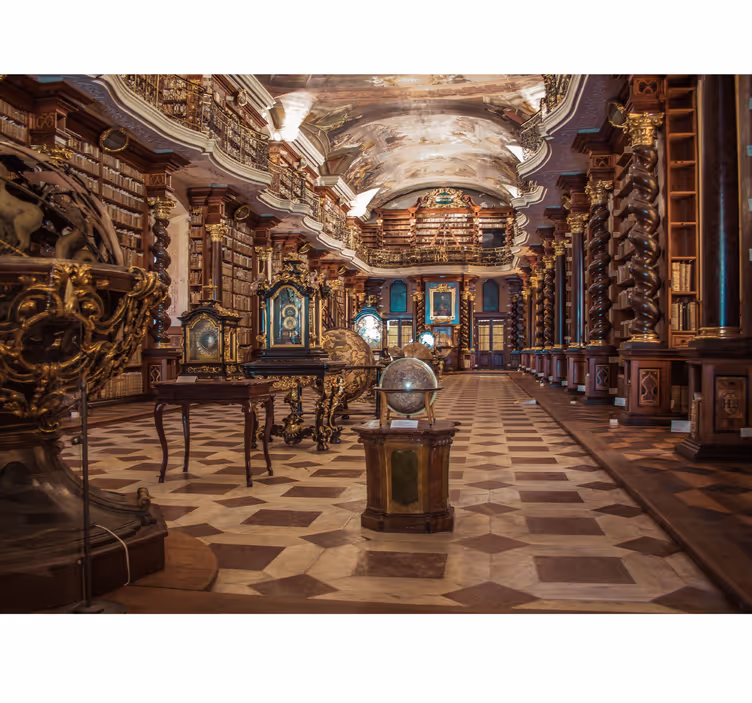 Gamle bibliotek vintage fototapet - TenStickers