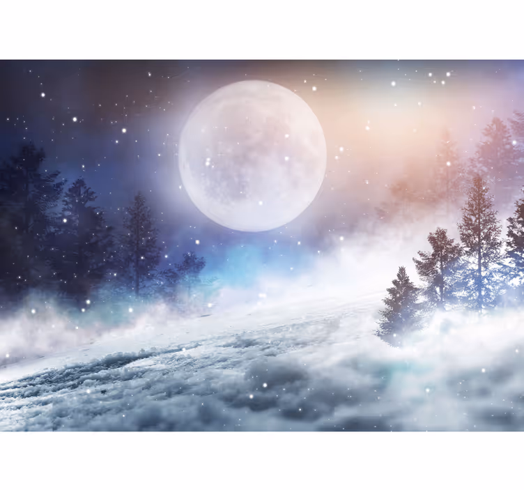 Fantasy skov med fuldmåne børn fototapeter - TenStickers