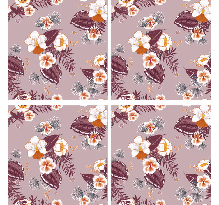 Farverig blomsterprint coaster - TenStickers