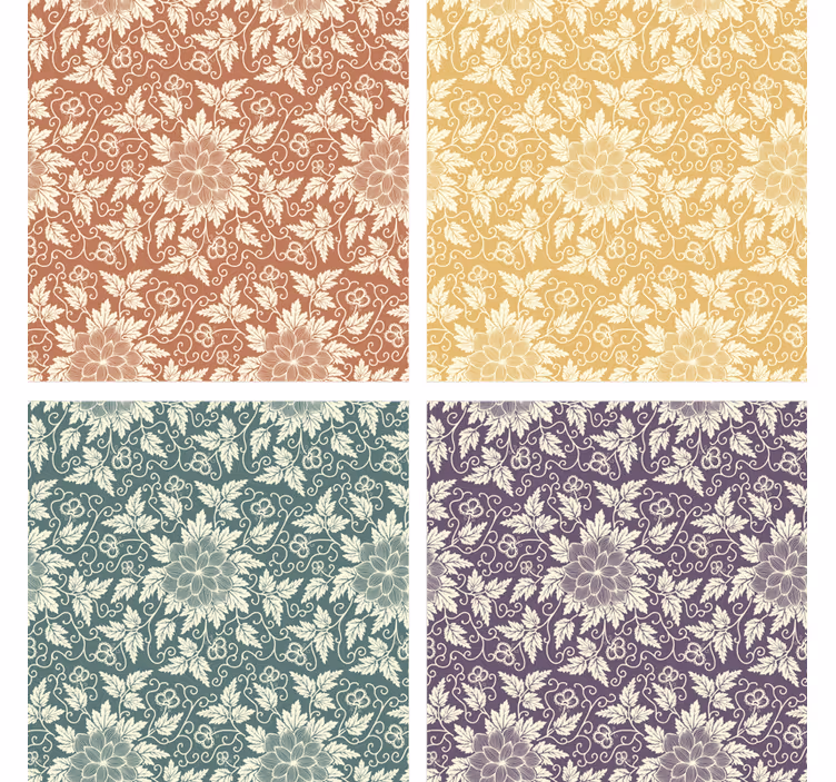 Vintage coaster med blomsterprint kvadratiske fliser - TenStickers