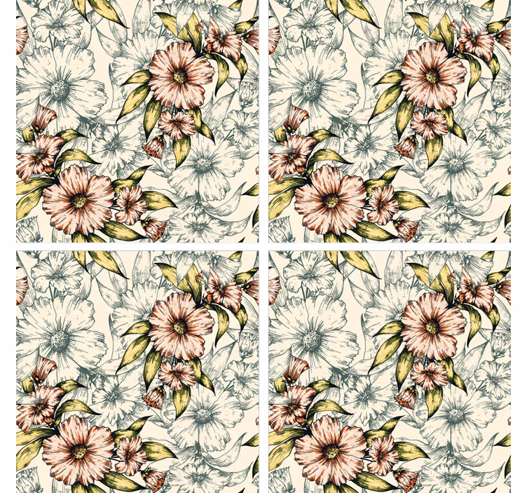 Vintage blomsterprint coaster - TenStickers