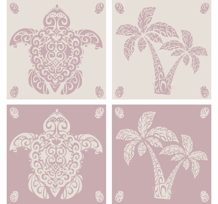 Hawaiian skildpadde og palme mønster coaster - TenStickers