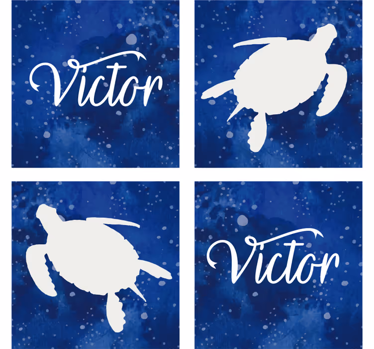 Personlig coaster med blå skildpadde silhuet - TenStickers