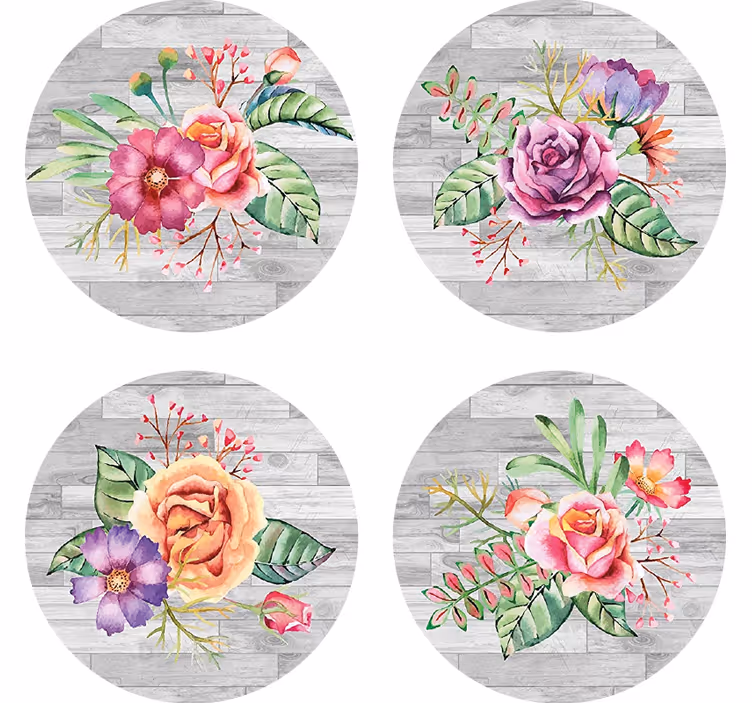 Blomsterbuket vintage coaster - TenStickers