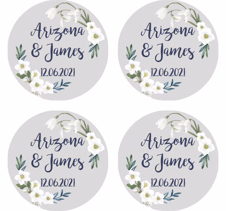 Blomster bryllup tilpasses bryllup coaster - TenStickers