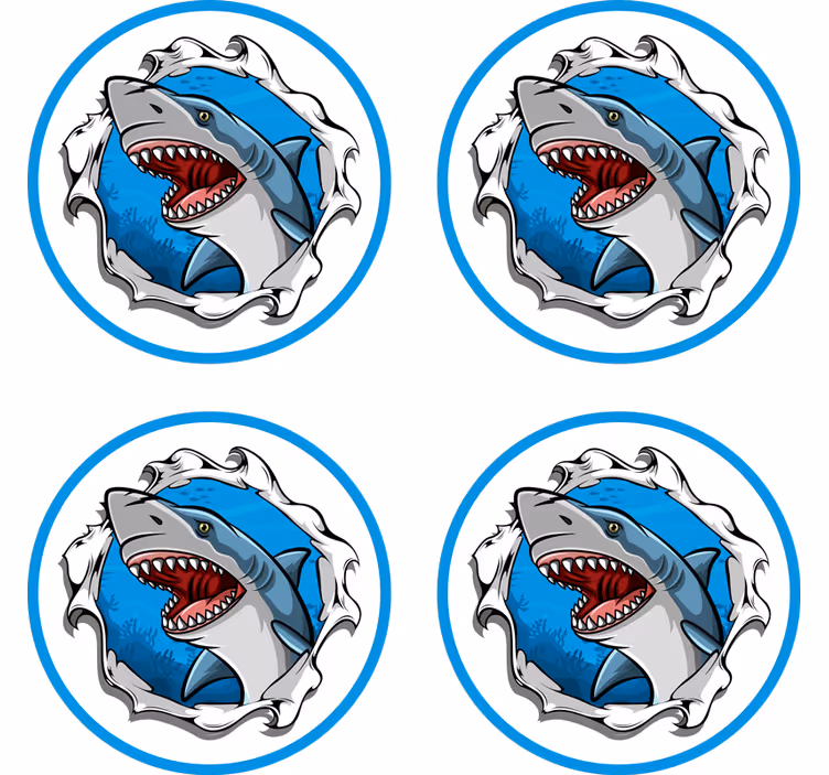 Skør coaster med vred haj illustration - TenStickers