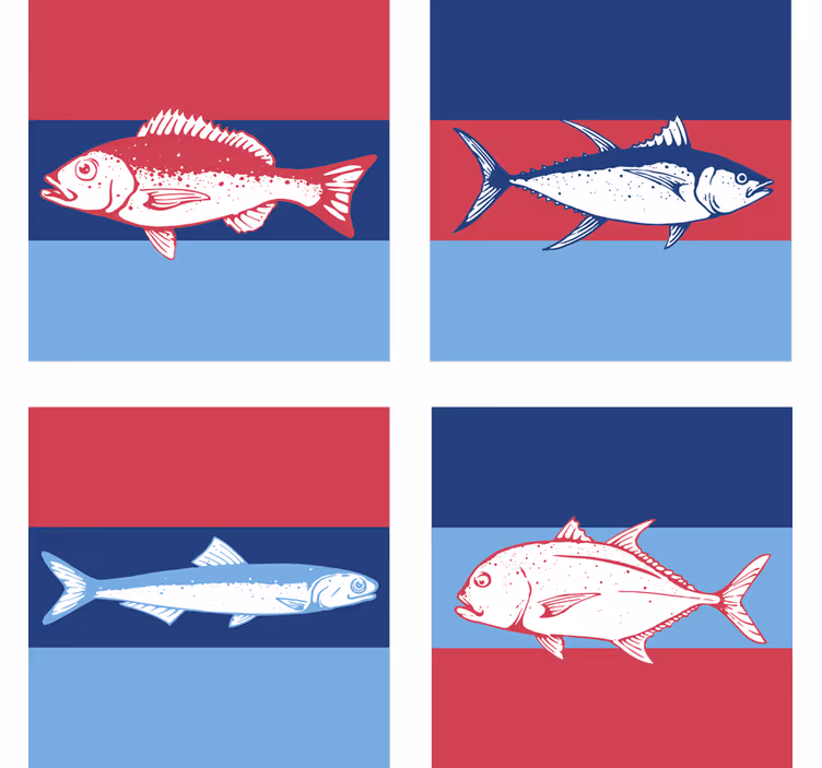 Stiliserede fiskeillustrationer coaster - TenStickers