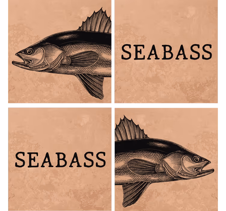 Stor realistisk håndtegnet seabass fiskebaner - TenStickers