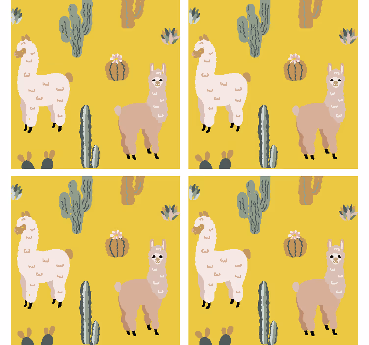 Skør coaster med lama og kaktus mønster - TenStickers