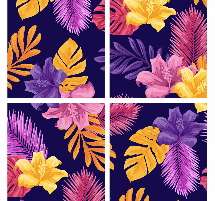 Moderne coaster med tropisk bladmønster - TenStickers