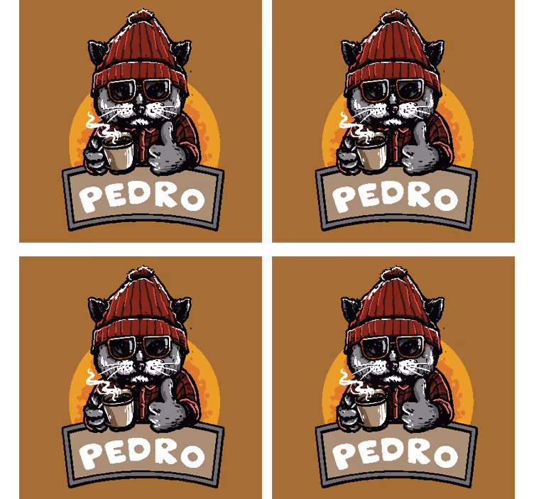 Retro kat med navn personaliserede coasters - TenStickers