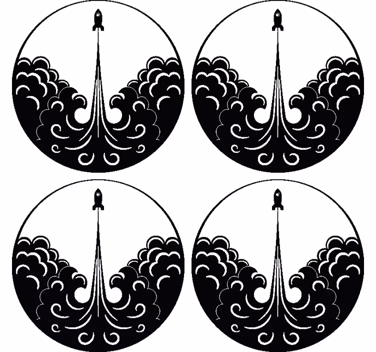 Retro raket drink coaster - TenStickers