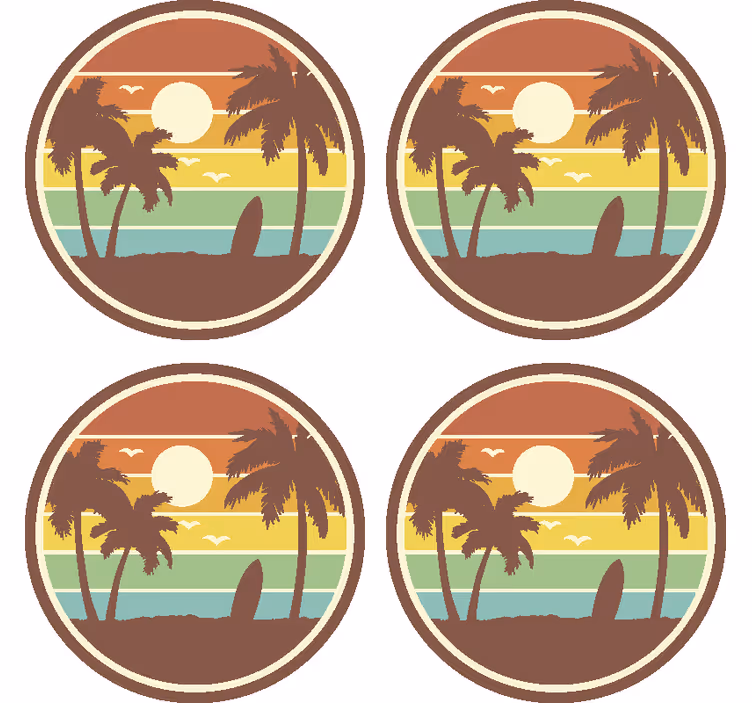 Retro surf landskab drink coaster - TenStickers
