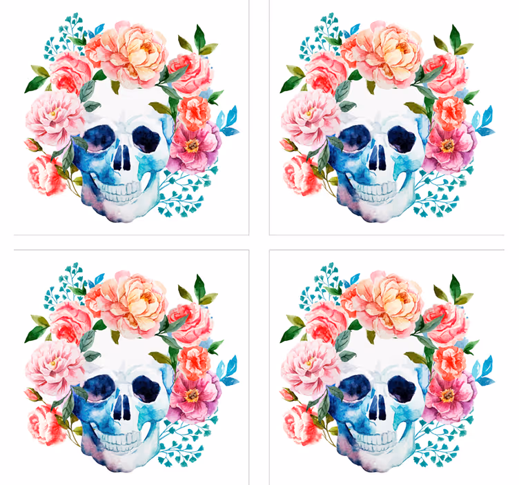 Kranium blomster drikke coaster - TenStickers