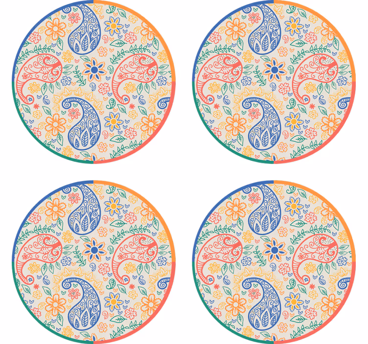 Farverig paisley drink coaster - TenStickers