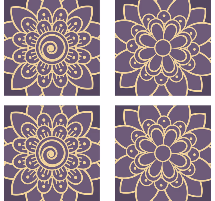 Coaster med blomstrende gyldne mønstre - TenStickers