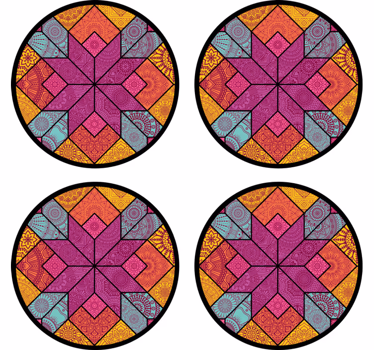 Vibrant geometrisk arrangement coaster - TenStickers