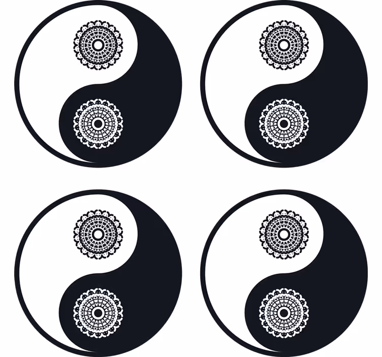 Skør coaster med yin yang mandala mønstre - TenStickers