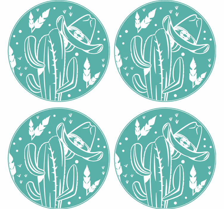 Kaktus og hat vestlig mønster drink coaster - TenStickers