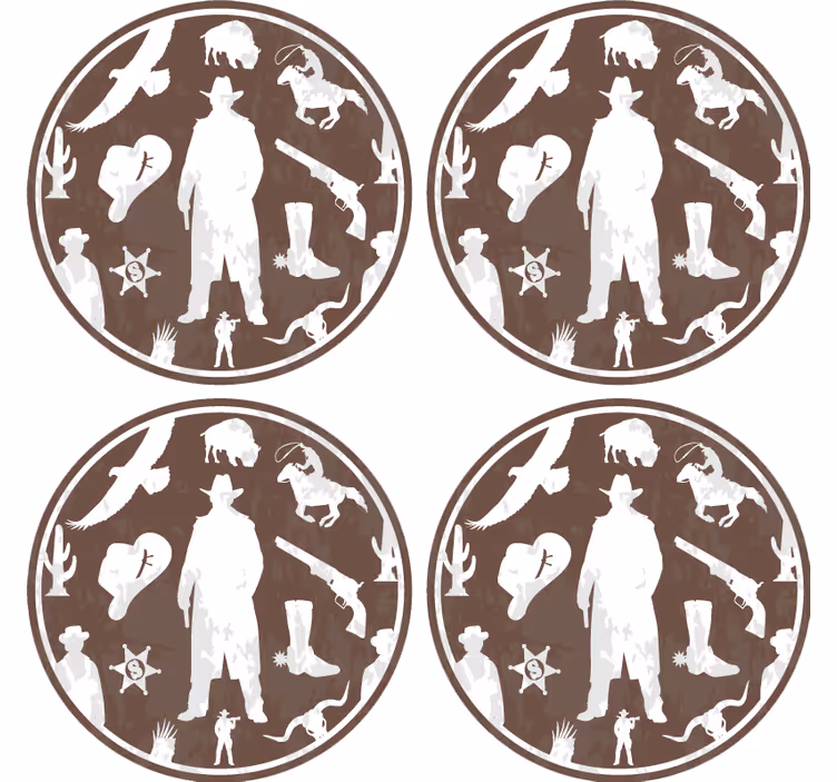 Vintage coaster med western cowboy tema - TenStickers