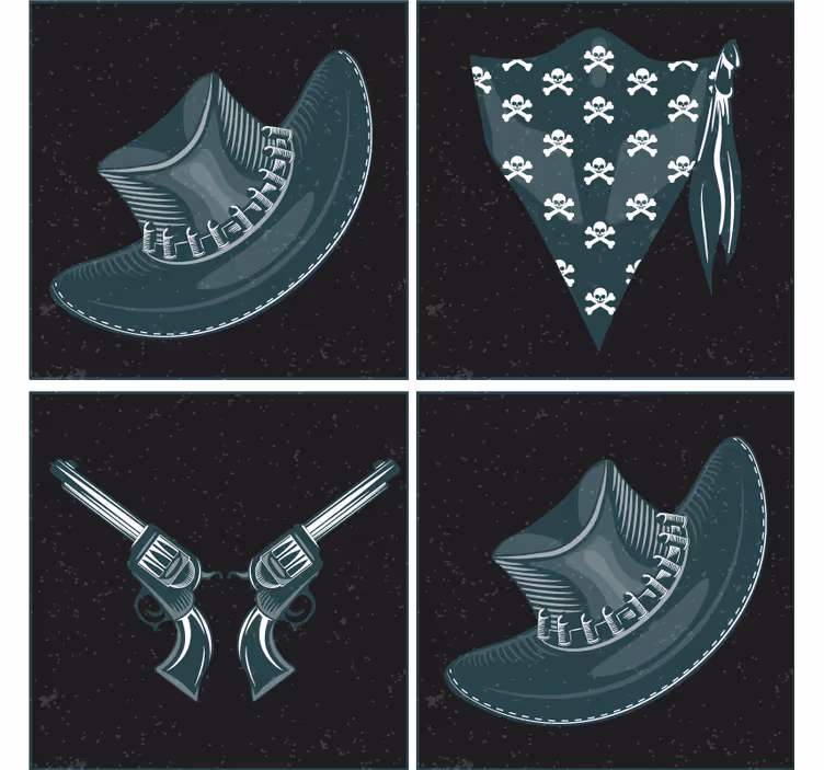 Skør coaster med krydsede revolvere og bandana - TenStickers