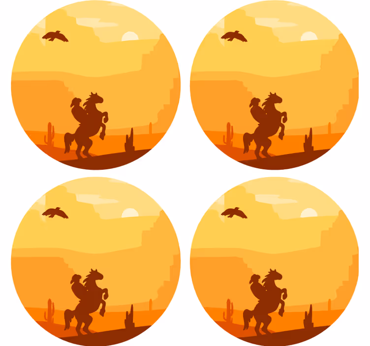 Vintage coaster solnedgang ørkenlandskab - TenStickers