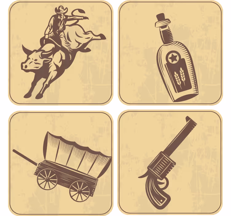 Vintage coaster rodeo cowboy vintage kunst - TenStickers