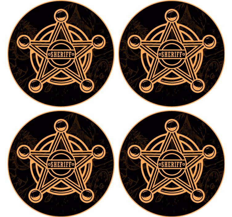 Øl coaster med sheriffstjerne emblem - TenStickers