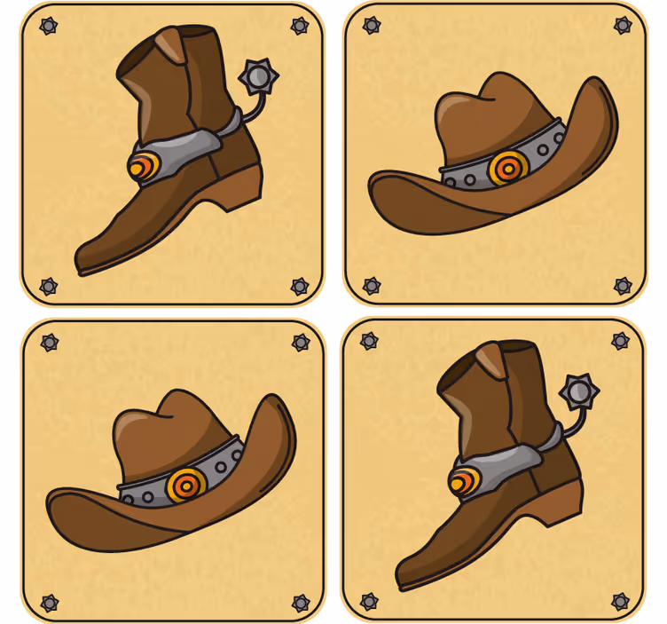 Skør coaster med cowboyhat og støvle - TenStickers