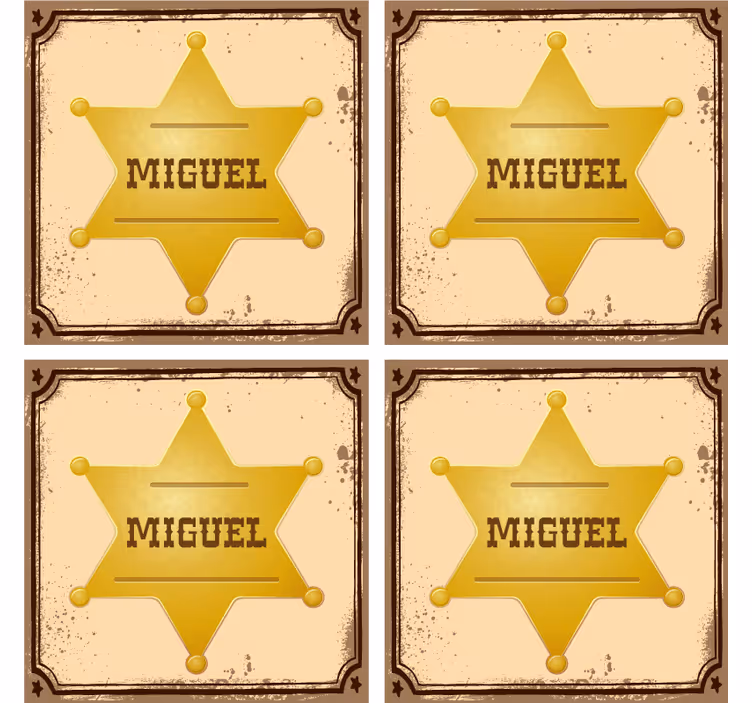 Sheriff badge med navn personaliserede coasters - TenStickers