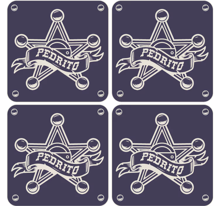 Sheriff med navn personaliserede coasters - TenStickers