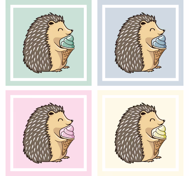 Skør coaster med pindsvin der nyder is - TenStickers