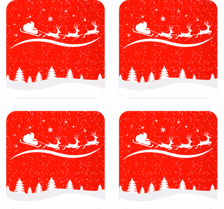 Jule bordskåner med julemandens slæde og rensdyr - TenStickers