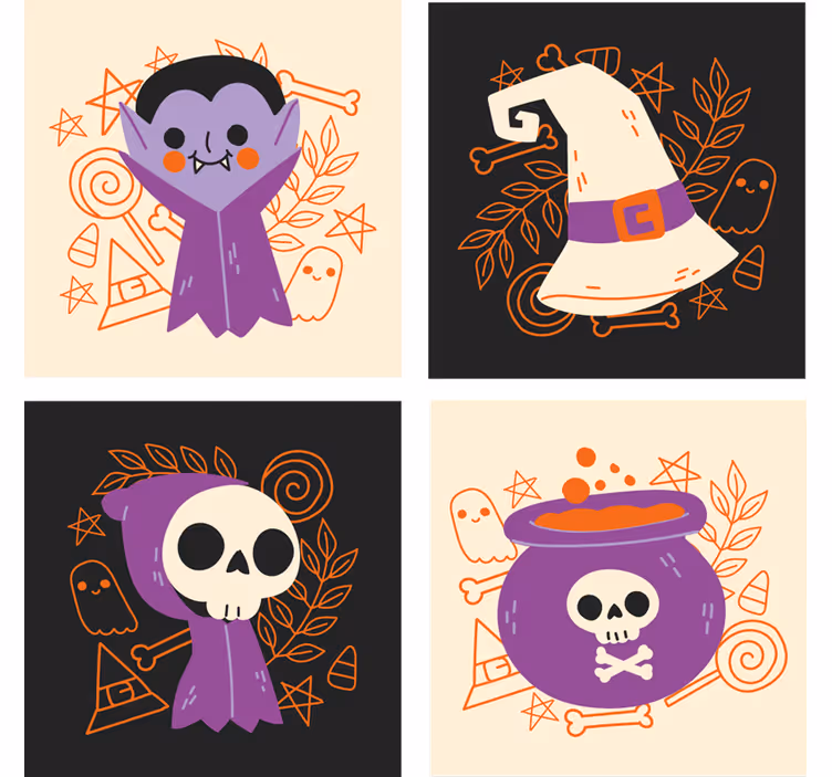 Søde halloween monstre drikker coaster - TenStickers