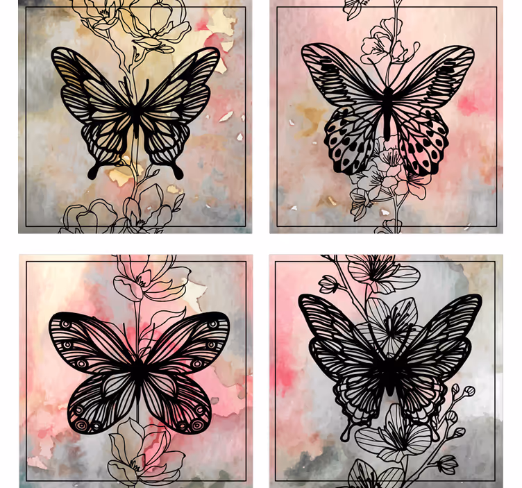Kunst sommerfugl drikke coaster - TenStickers