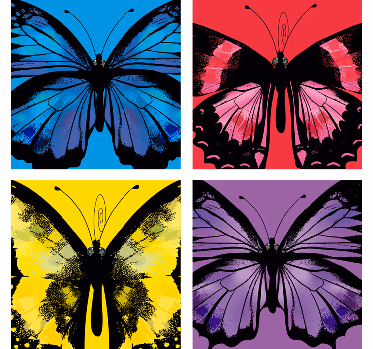 Skør coaster med farverige sommerfugle design - TenStickers