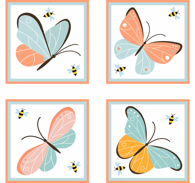 Skør coaster med farverigt sommerfuglemotiv - TenStickers