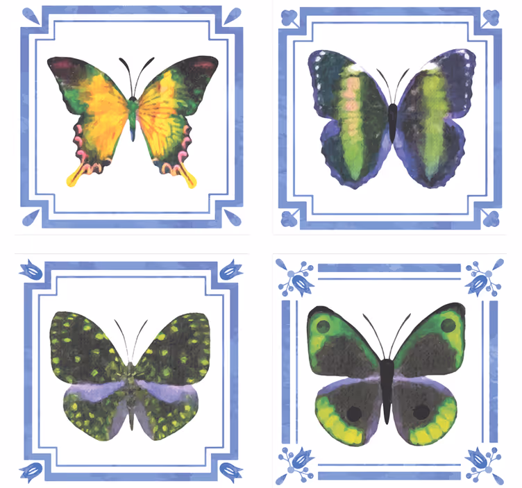 Farverige sommerfugle fliser sommerfugl coaster - TenStickers
